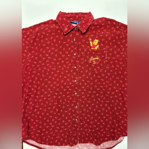 90s Vintage Disney's Winnie The Pooh Bear Embroidered Fall Corduroy Long Sleeves - Picture 5 of 9